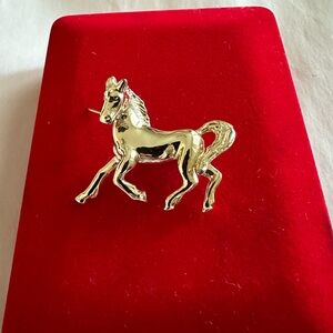 Gold Horse Pin Brooch